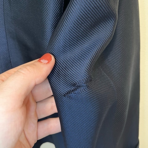 Oscar de la Renta Vintage Navy Blue Silk womens Blazer Evening Jacket - Picture 11 of 11